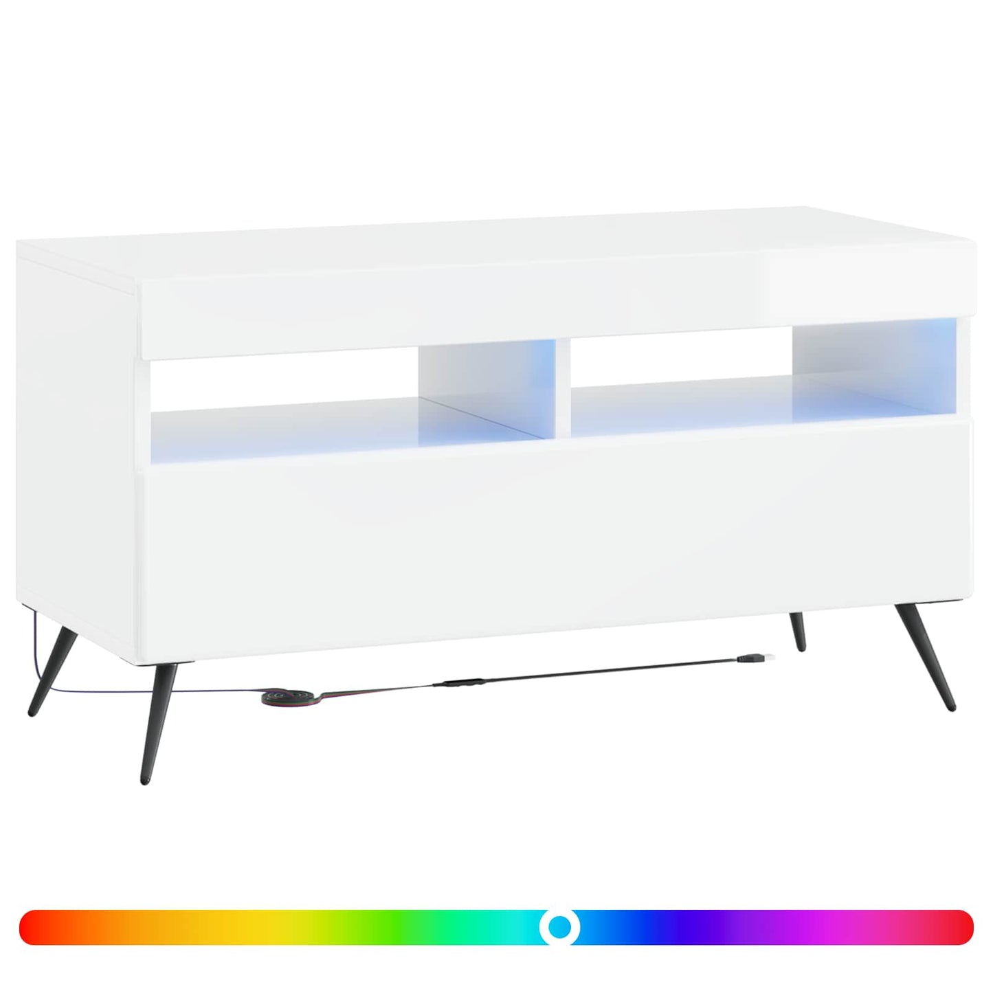 LED TV Cabinet High Gloss White Engineered Wood
