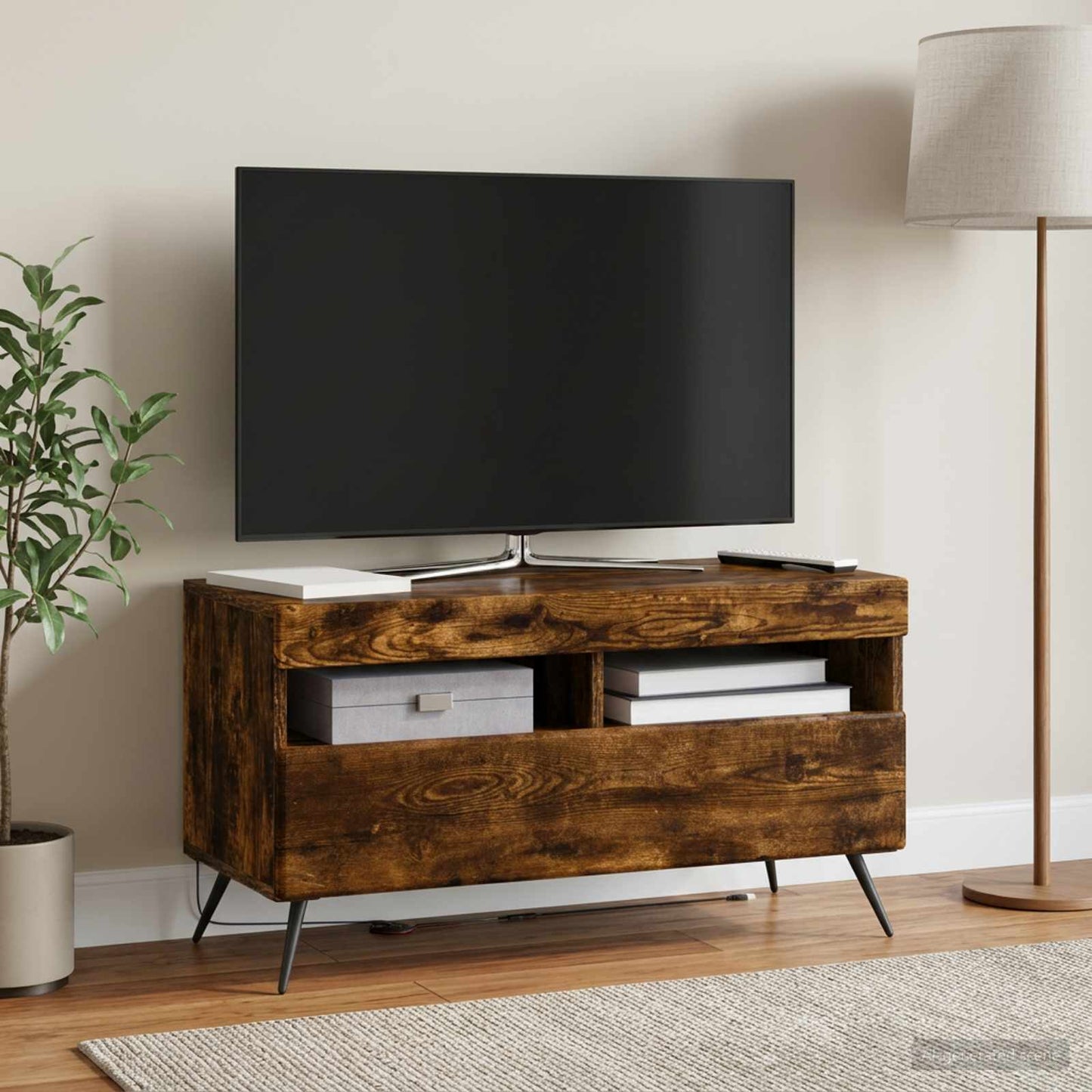 LED TV Cabinet Smoked Oak Engineered Wood
