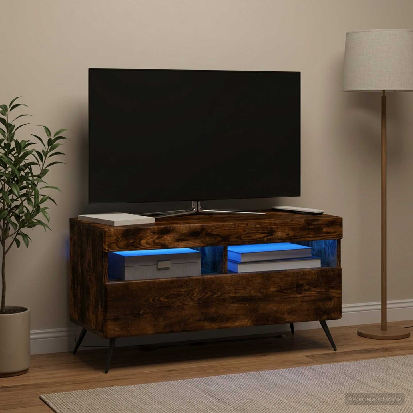 LED TV Cabinet Smoked Oak Engineered Wood