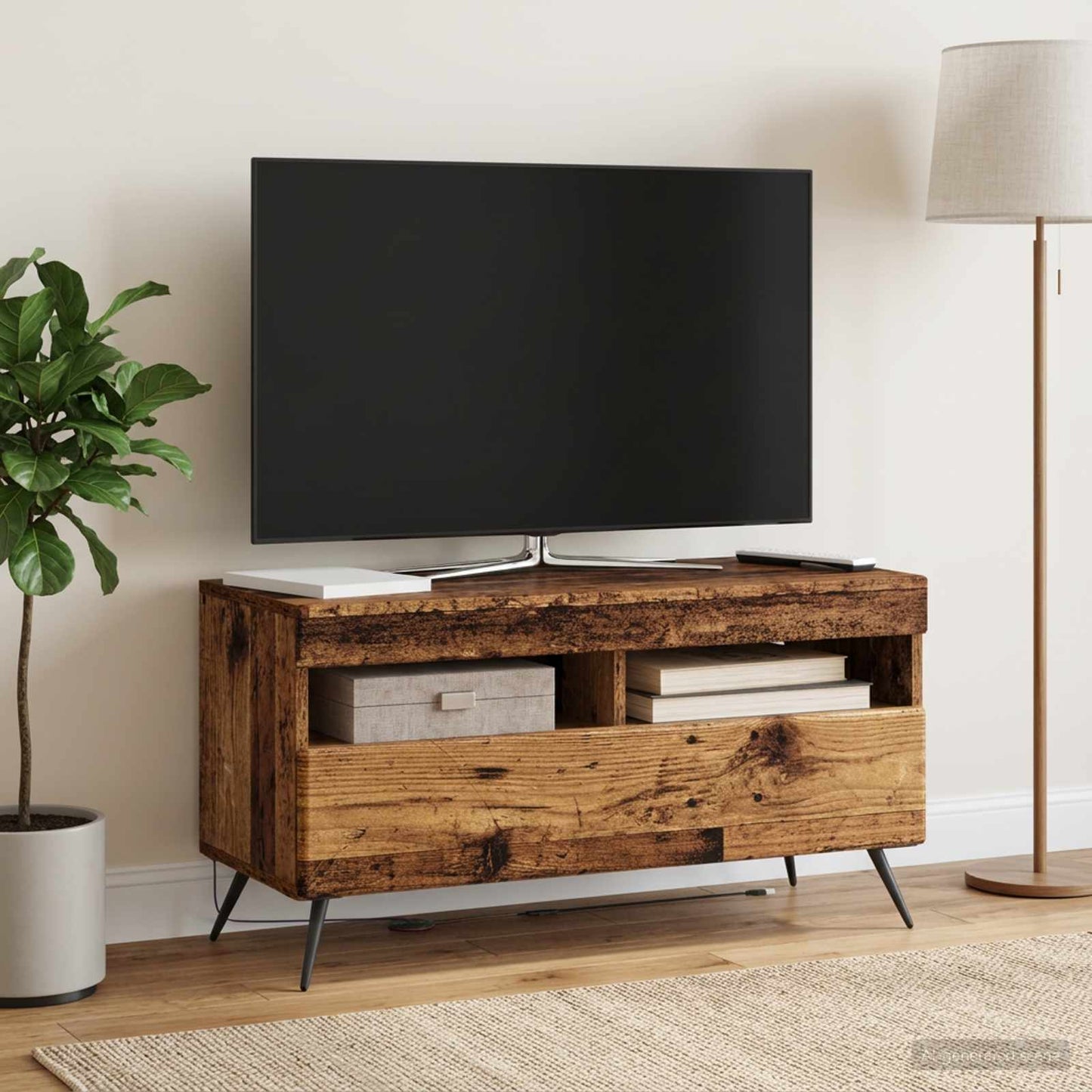 LED TV Cabinet Old Wood Engineered Wood