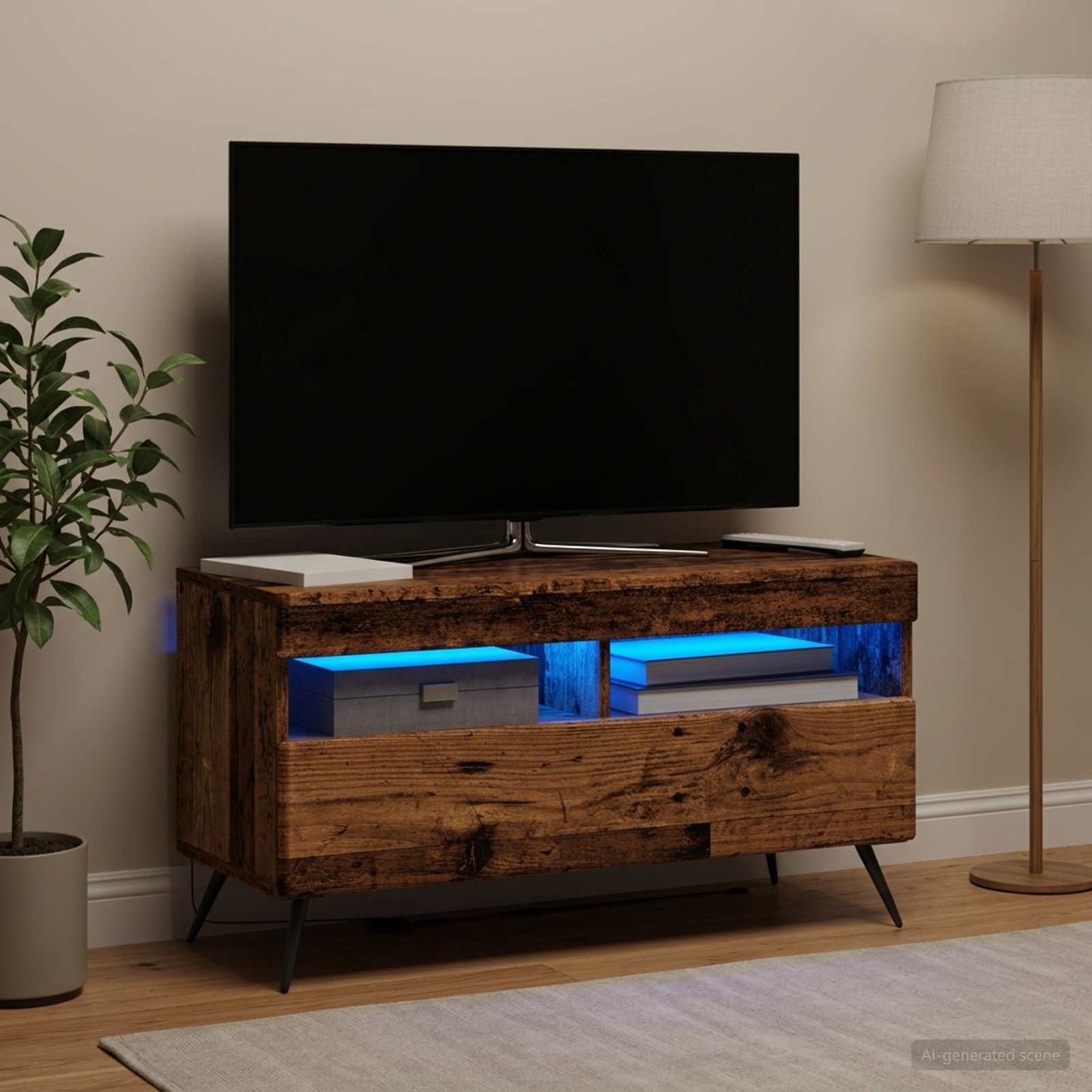 LED TV Cabinet Old Wood Engineered Wood