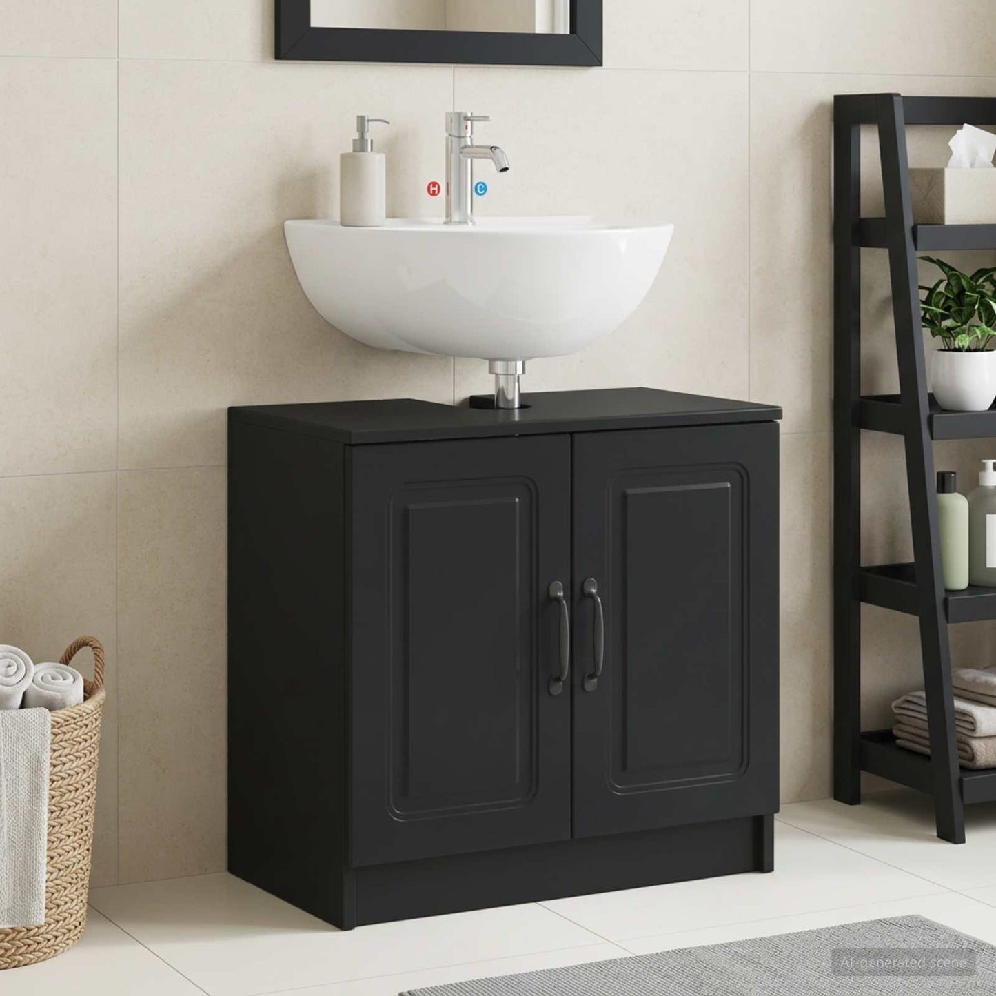 Bathroom Sink Cabinet UTRECHT Black 59.5 x 31.5x 59 cm