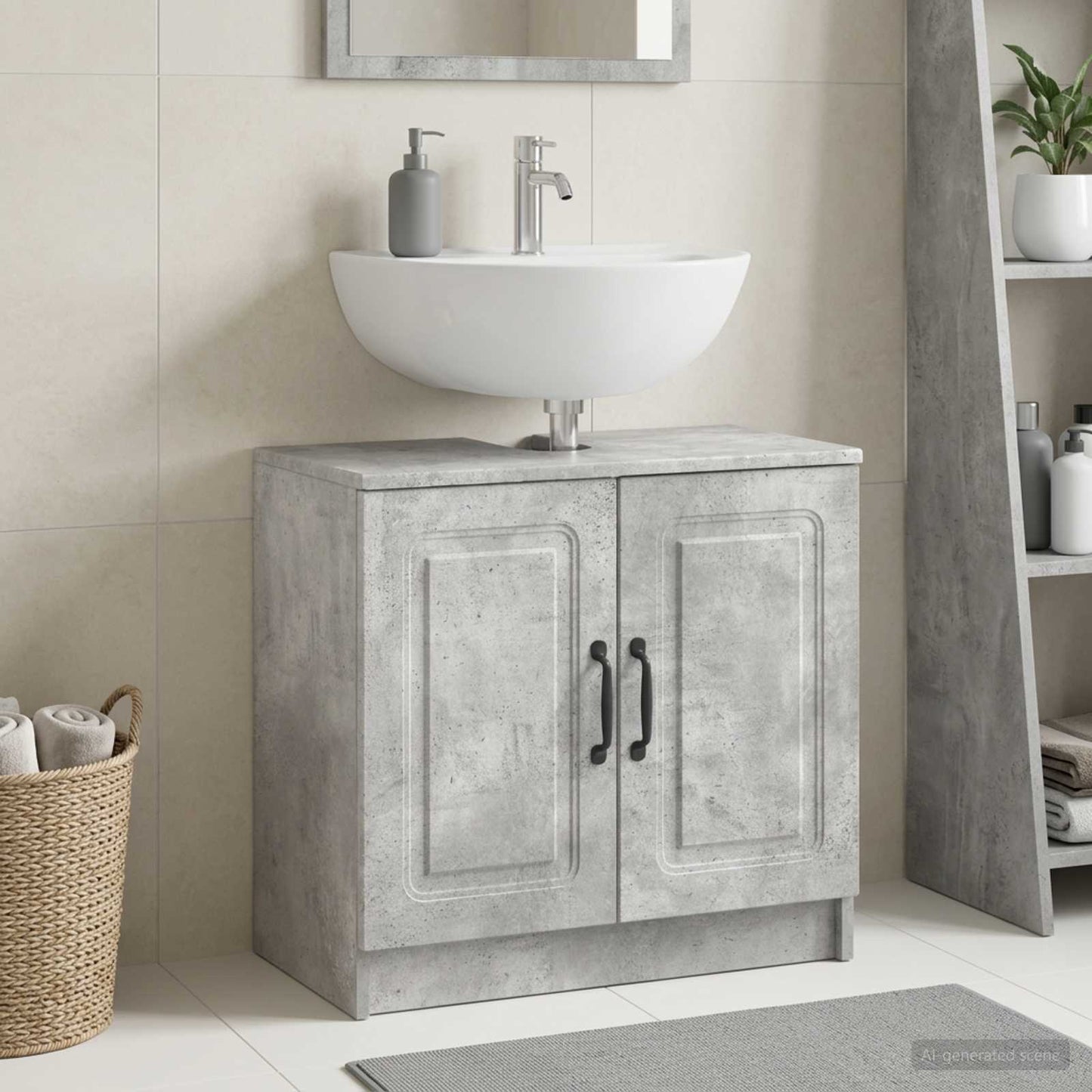 Bathroom Sink Cabinet UTRECHT Concrete Grey 59.5 x 31.5x 59 cm
