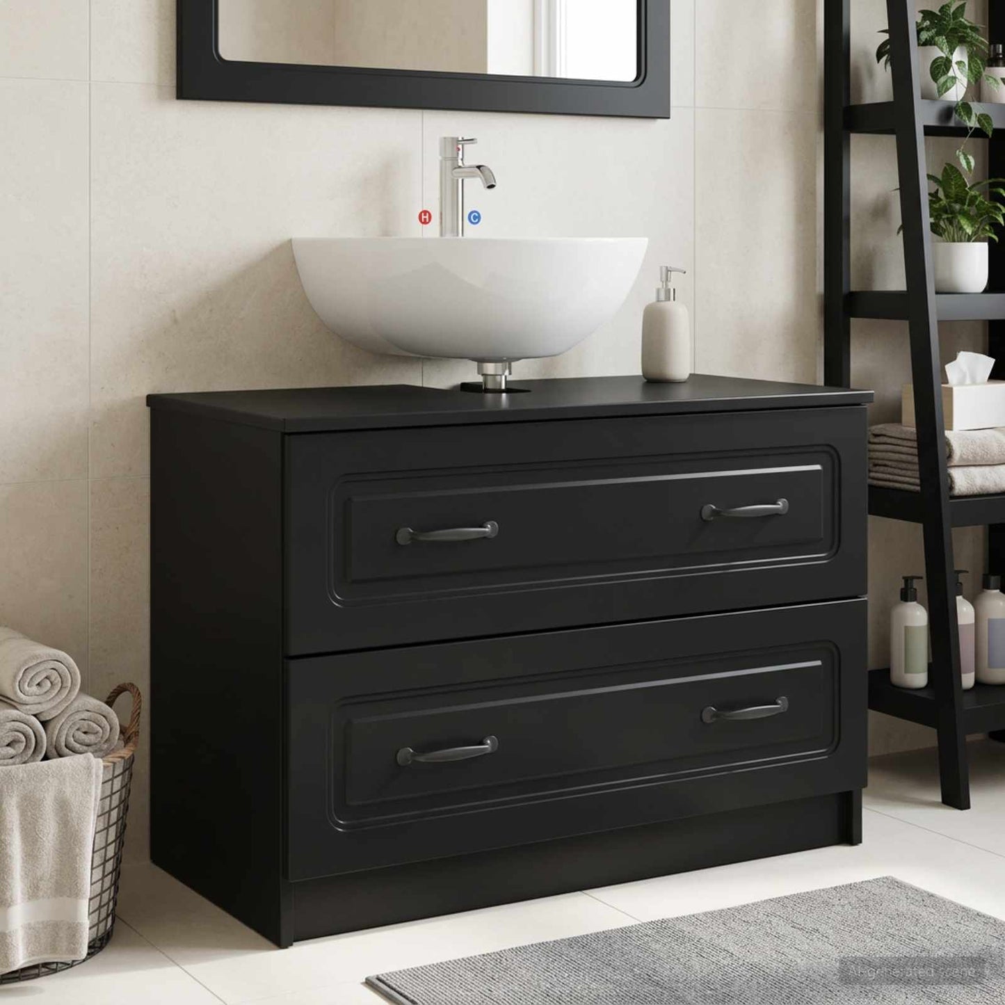 Bathroom Sink Cabinet UTRECHT Black 82 x 41x 56 cm