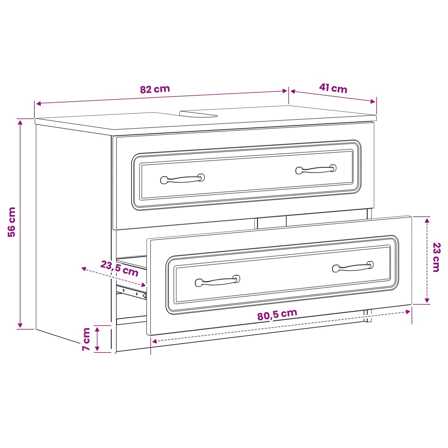 Bathroom Sink Cabinet UTRECHT Black 82 x 41x 56 cm