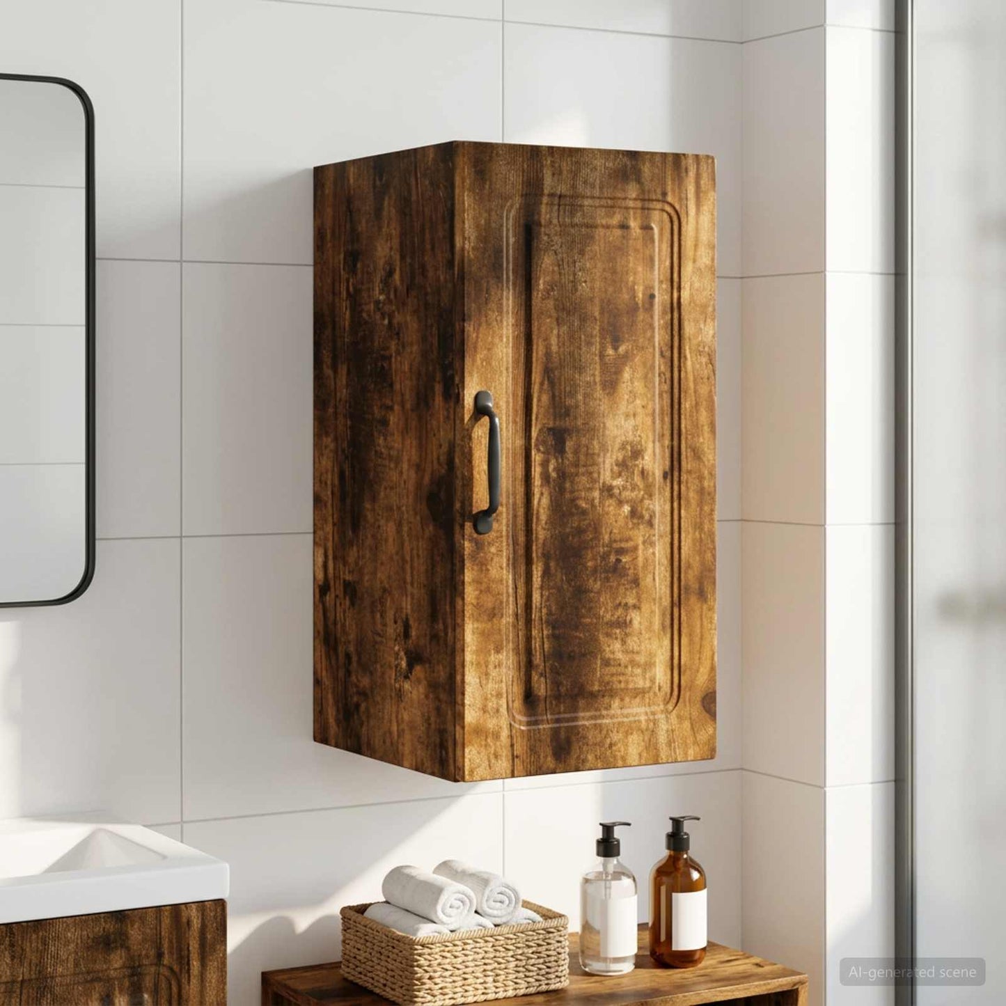 Bathroom Wall Cabinet UTRECHT Smoked Oak 30 x 31 x 59 cm