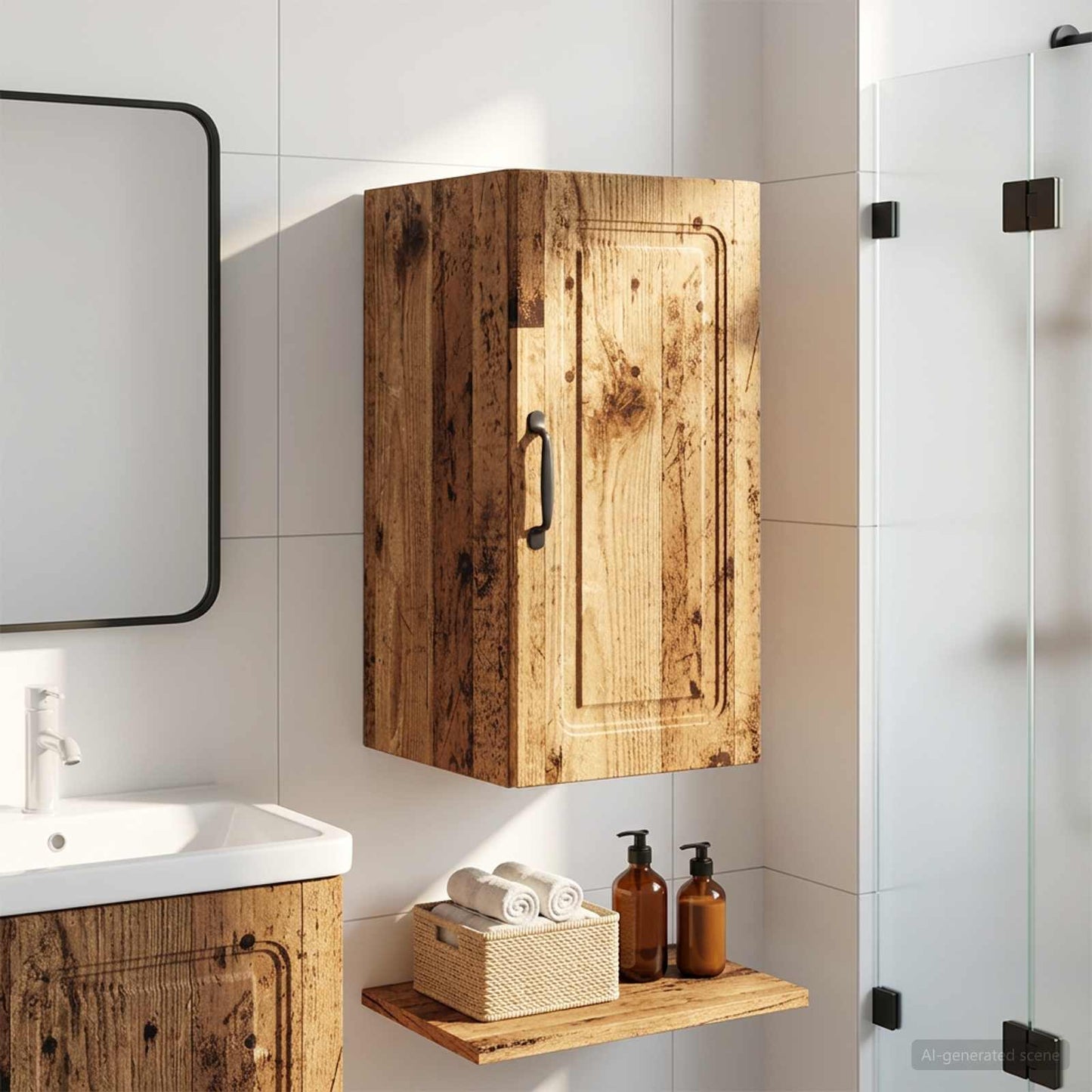 Bathroom Wall Cabinet UTRECHT Old Wood 30 x 31 x 59 cm