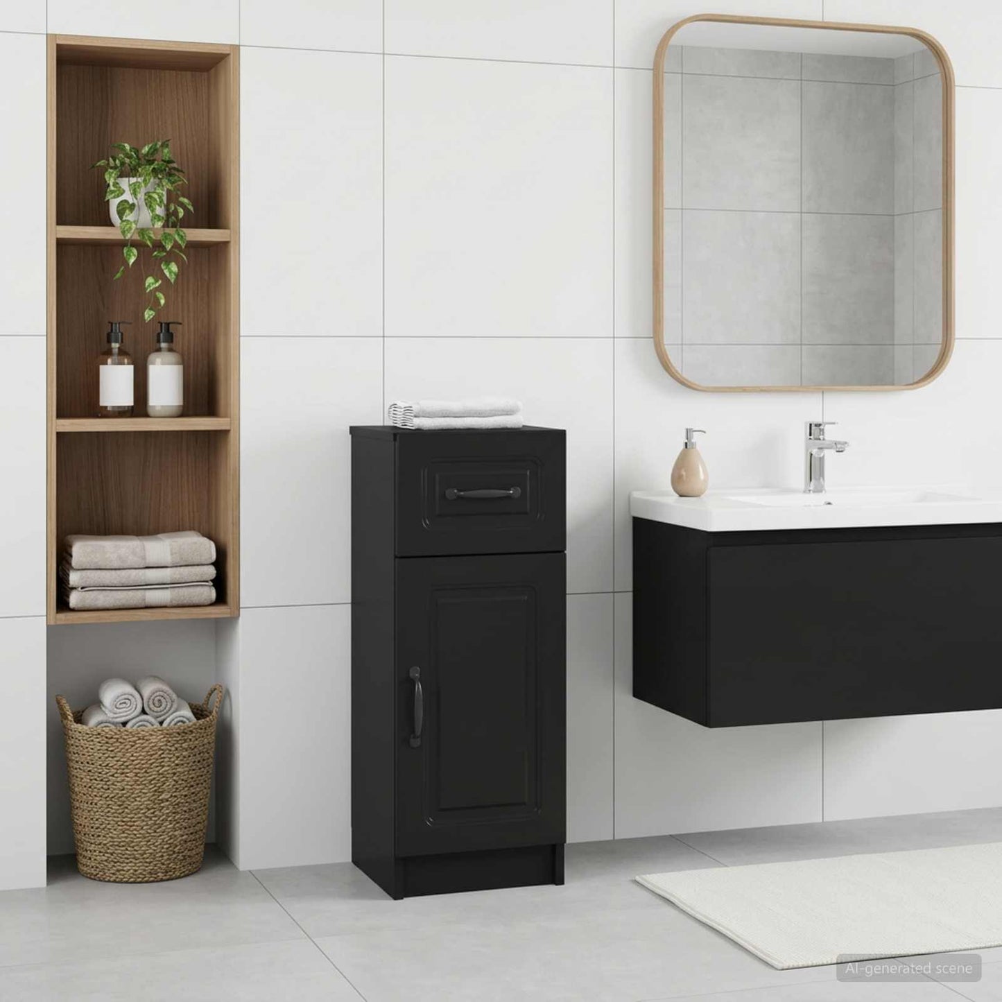 Bathroom Storage Cainet UTRECHT Black 30 x 31 x 77 cm