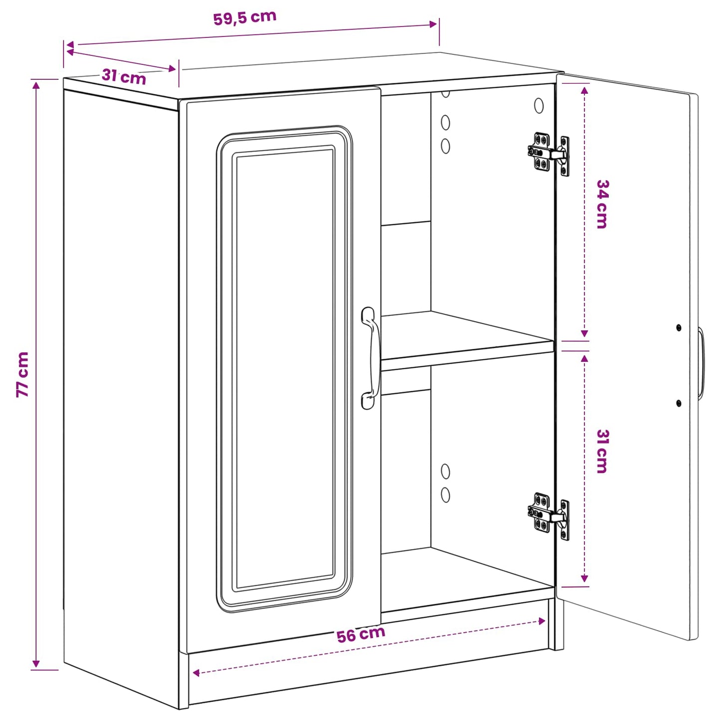 Bathroom Storage Cainet UTRECHT Black 59.5 x 31 x 77 cm