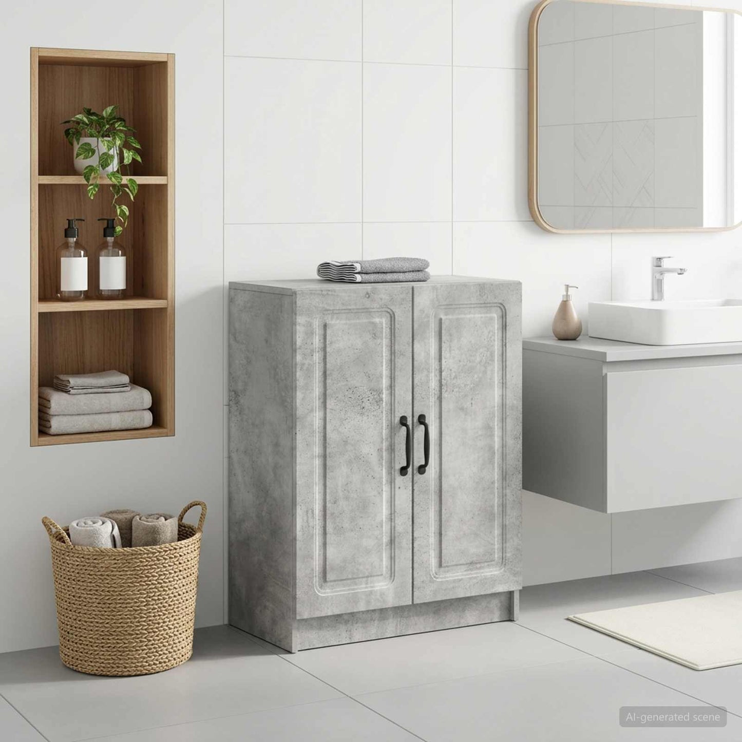 Bathroom Storage Cainet UTRECHT Concrete Grey 59.5 x 31 x 77 cm