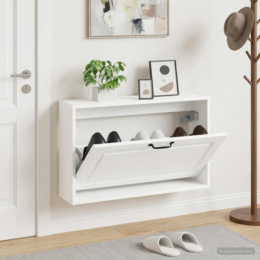 Wall-Mounted Shoe Cabinet UTRECHT 71 x 17 x 43 cm White
