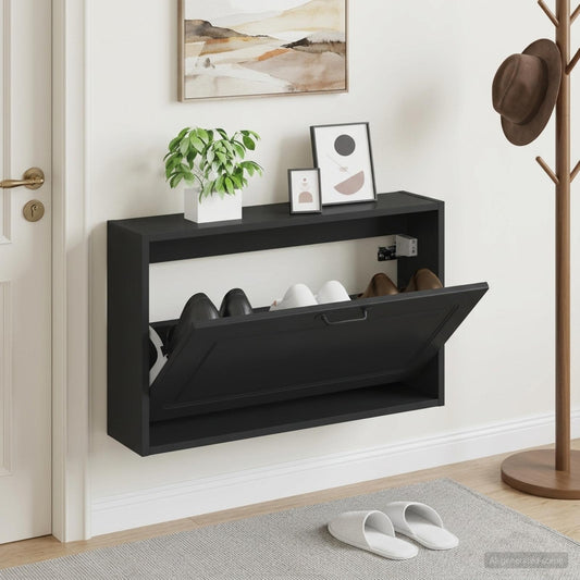 Wall-Mounted Shoe Cabinet UTRECHT 71 x 17 x 43 cm Black