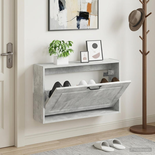 Wall-Mounted Shoe Cabinet UTRECHT 71 x 17 x 43 cm Concrete Grey
