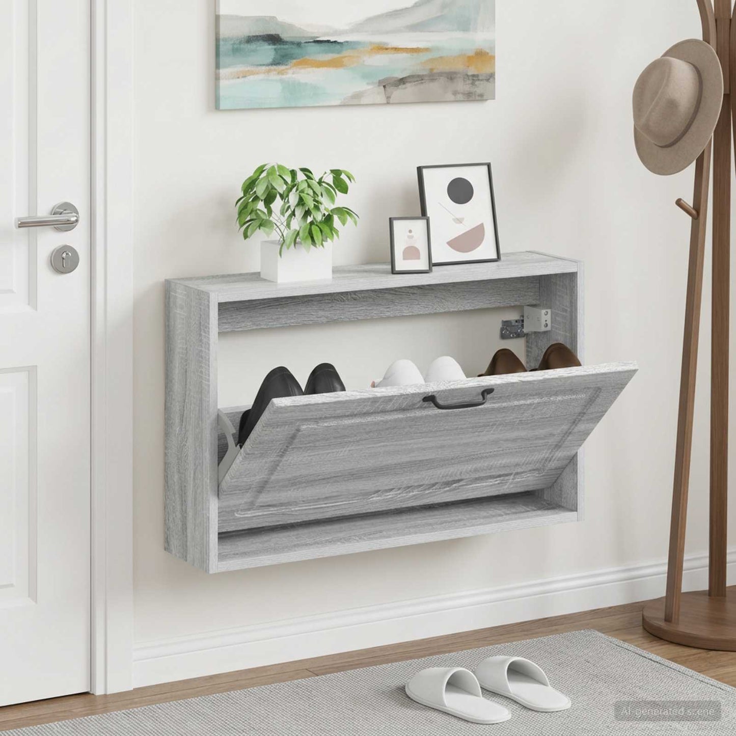 Wall-Mounted Shoe Cabinet UTRECHT 71 x 17 x 43 cm Grey Sonoma