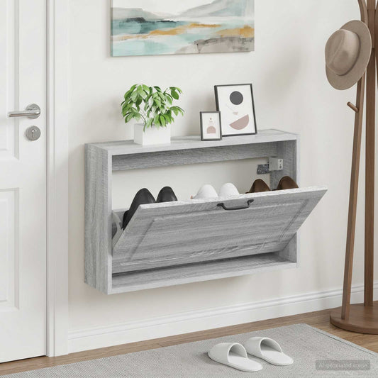 Wall-Mounted Shoe Cabinet UTRECHT 71 x 17 x 43 cm Grey Sonoma