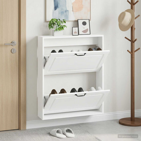 Wall-Mounted Shoe Cabinet UTRECHT 71 x 17 x 86 cm White