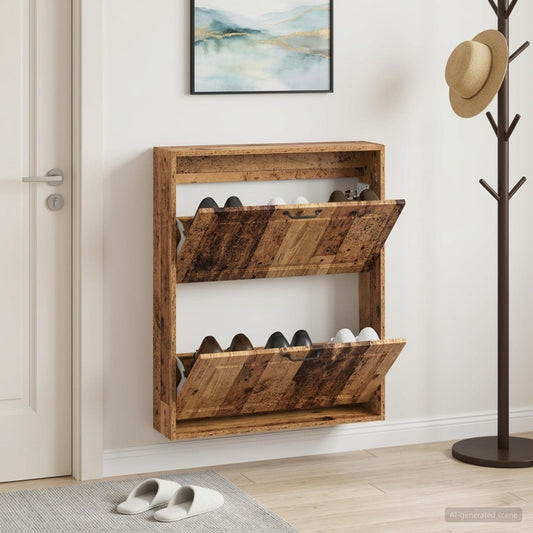 Wall-Mounted Shoe Cabinet UTRECHT 71 x 17 x 86 cm Old Wood