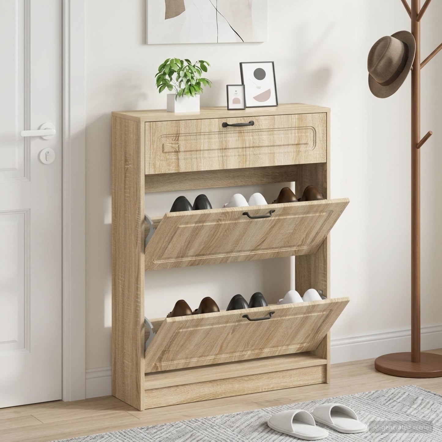Shoe Cabinet UTRECHT 78 x 24 x 100 cm Engineered Wood