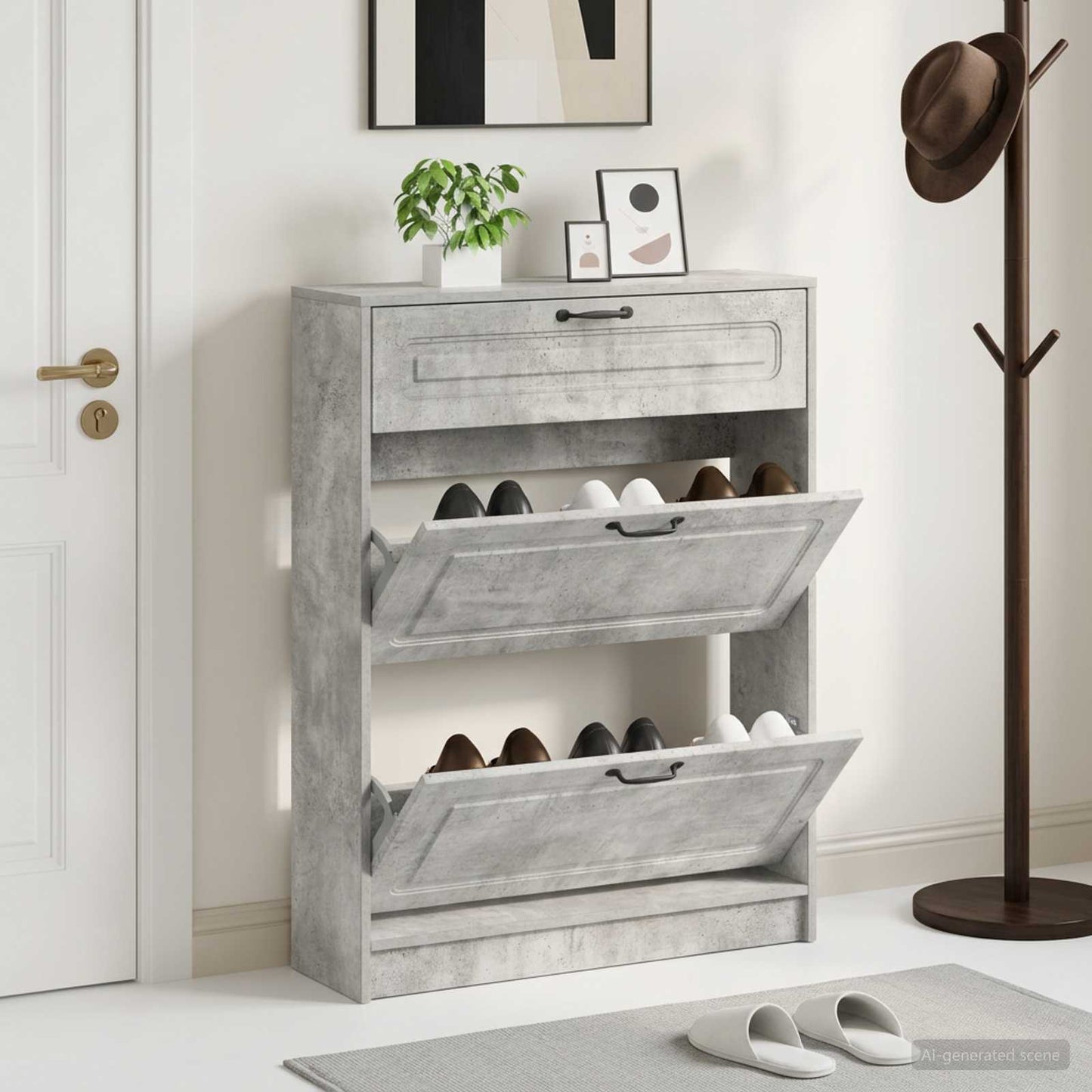 Shoe Cabinet UTRECHT 78 x 24 x 100 cm Engineered Wood