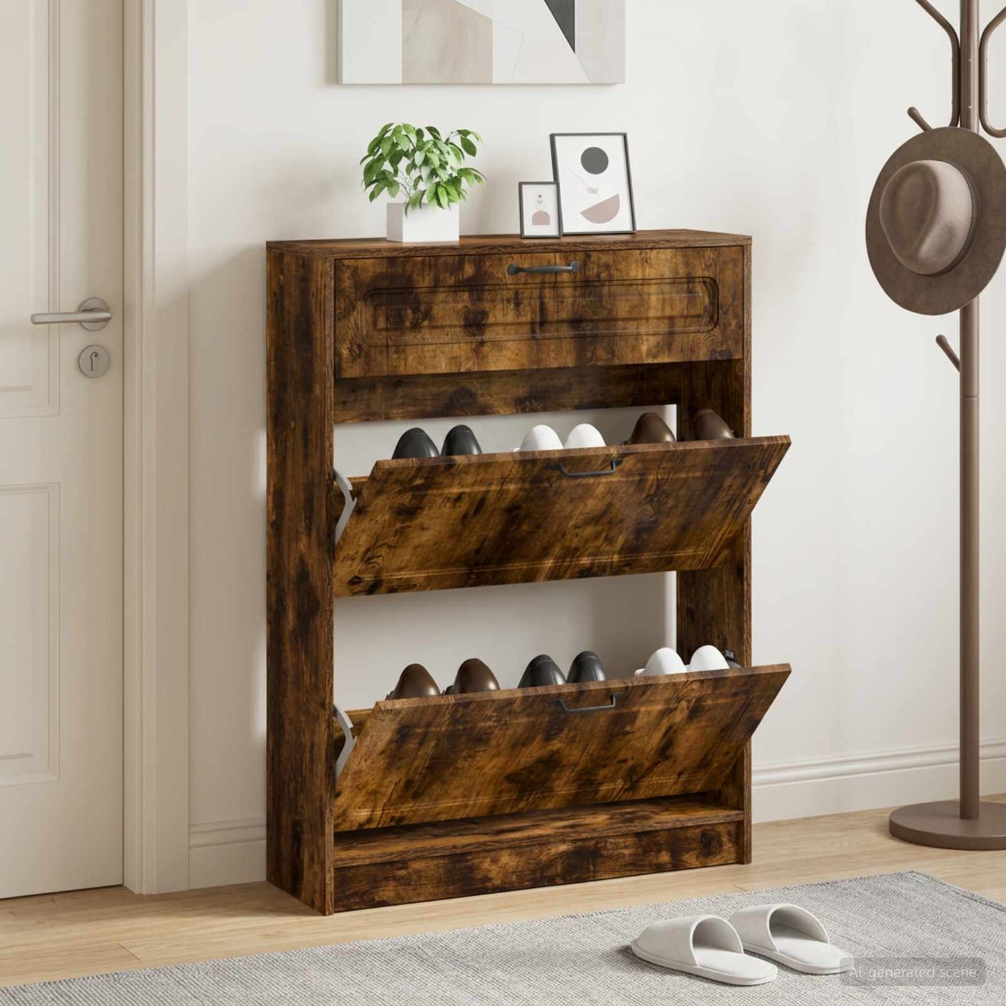 Shoe Cabinet UTRECHT 78 x 24 x 100 cm Engineered Wood