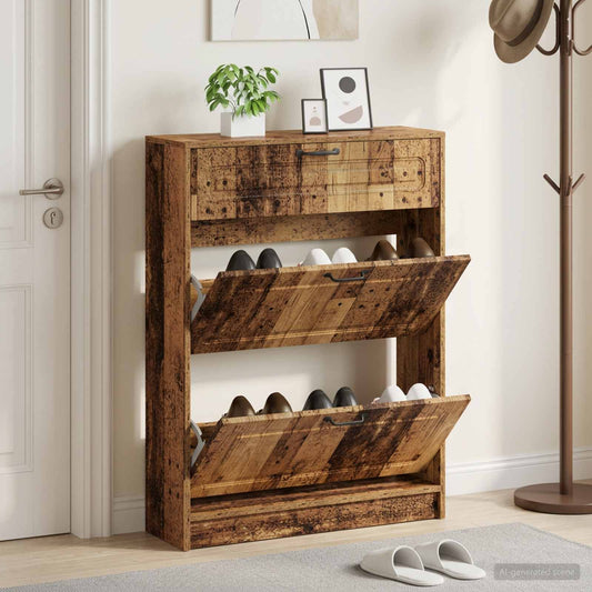 Shoe Cabinet UTRECHT 78 x 24 x 100 cm Engineered Wood Old Wood