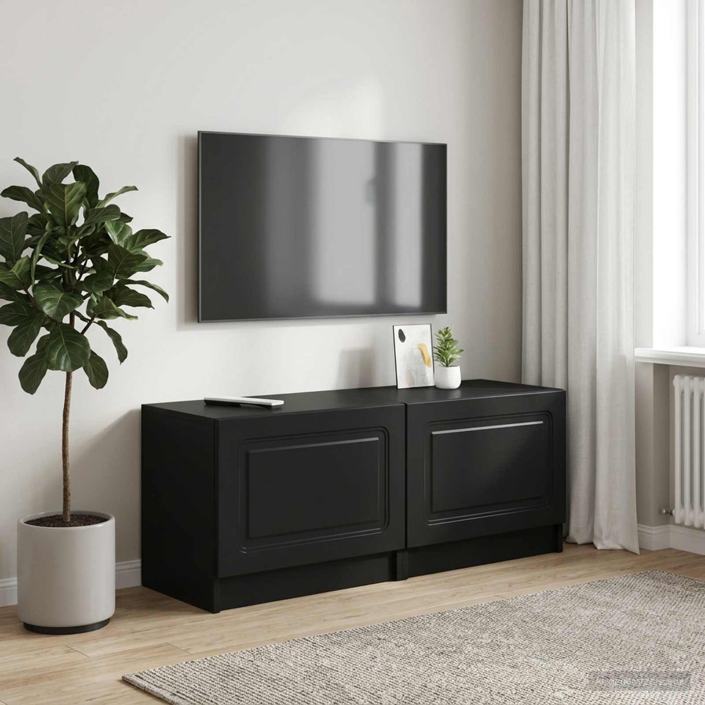 TV Cabinet Black Engineered Wood