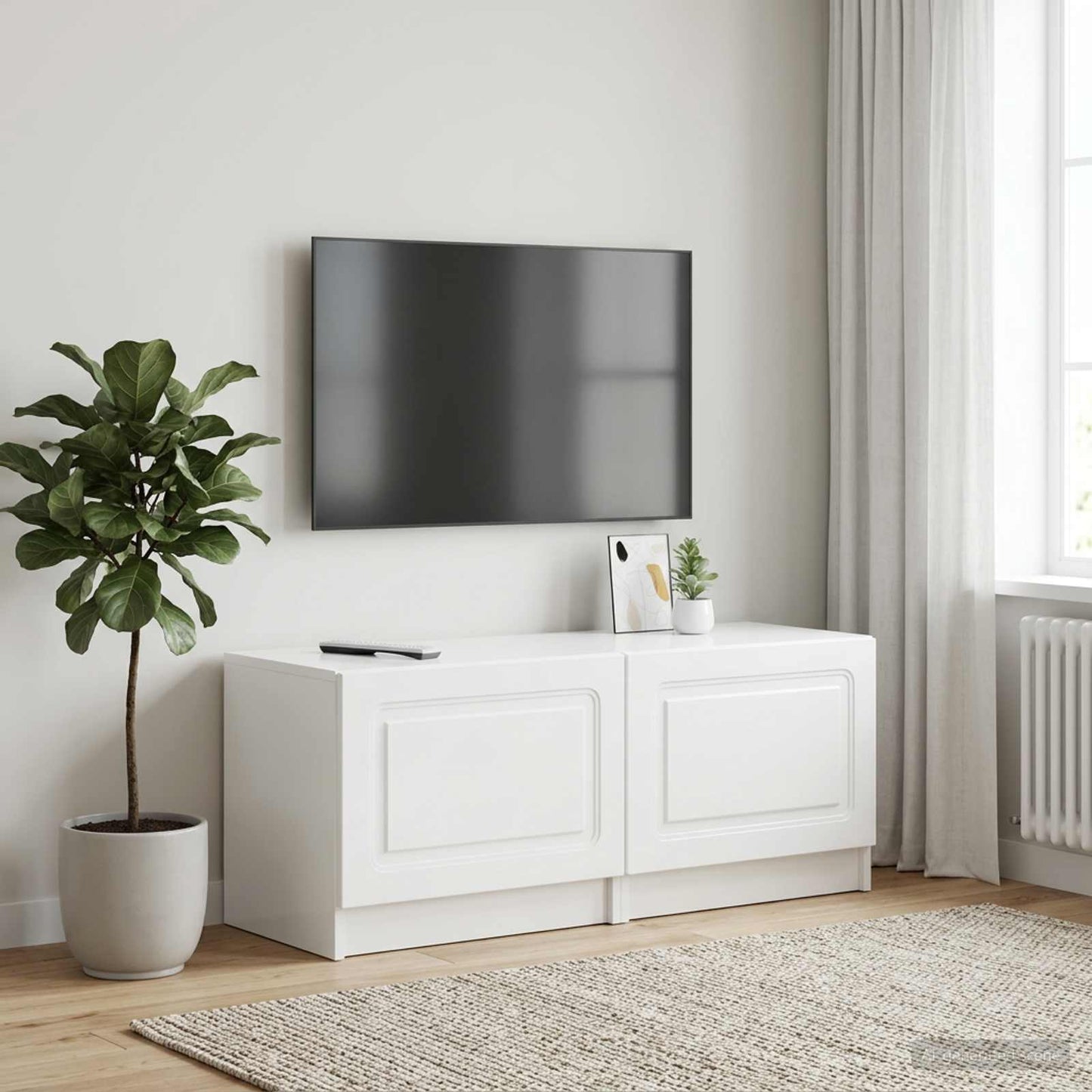 TV Cabinet High Gloss White Engineered Wood