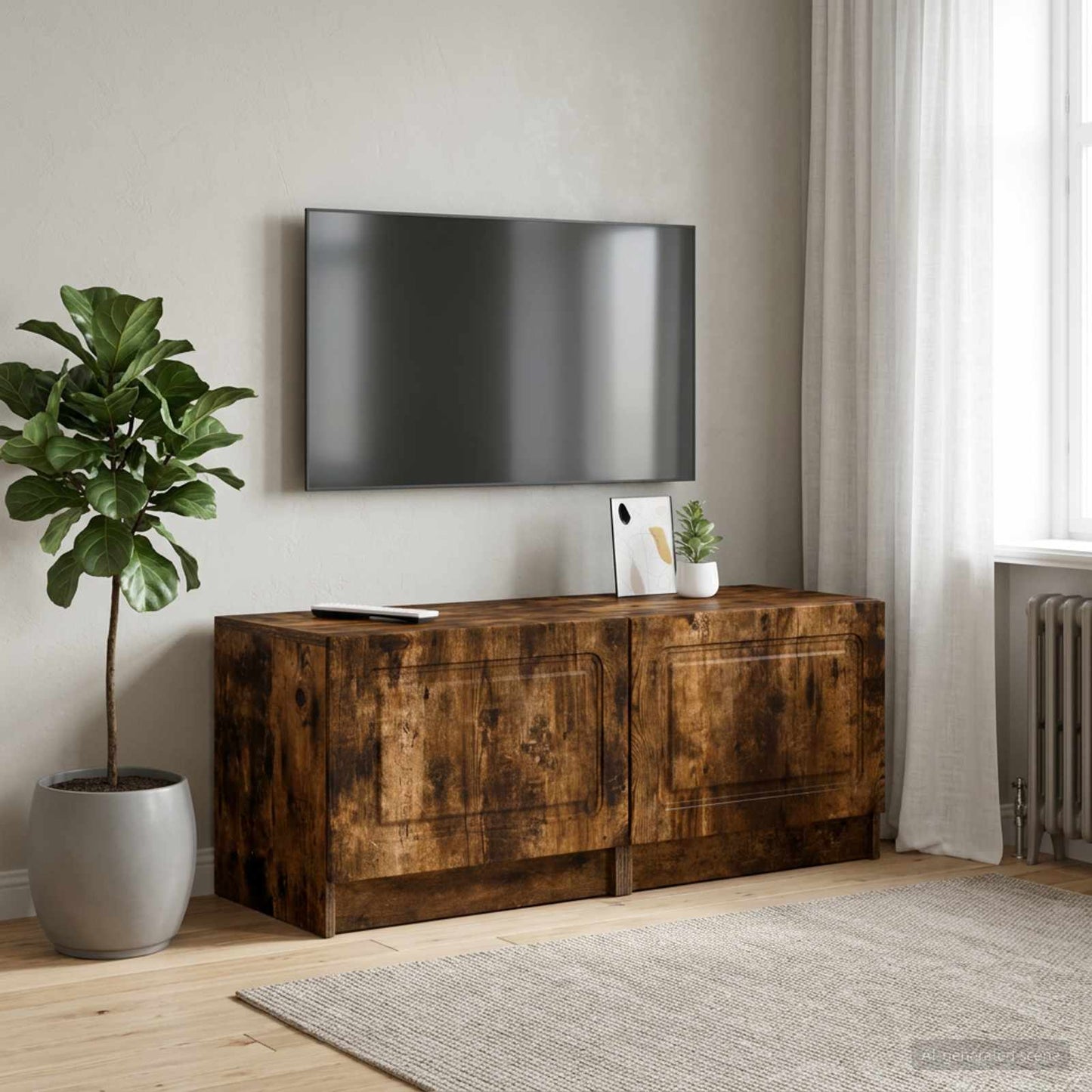 TV Cabinet Smoked Oak Engineered Wood