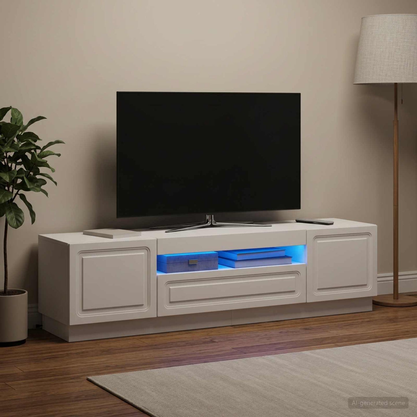 LED TV Cabinet White Engineered Wood