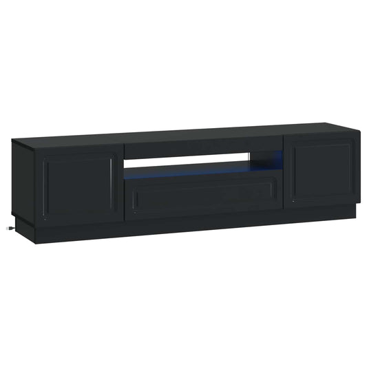 LED TV Cabinet Black Engineered Wood