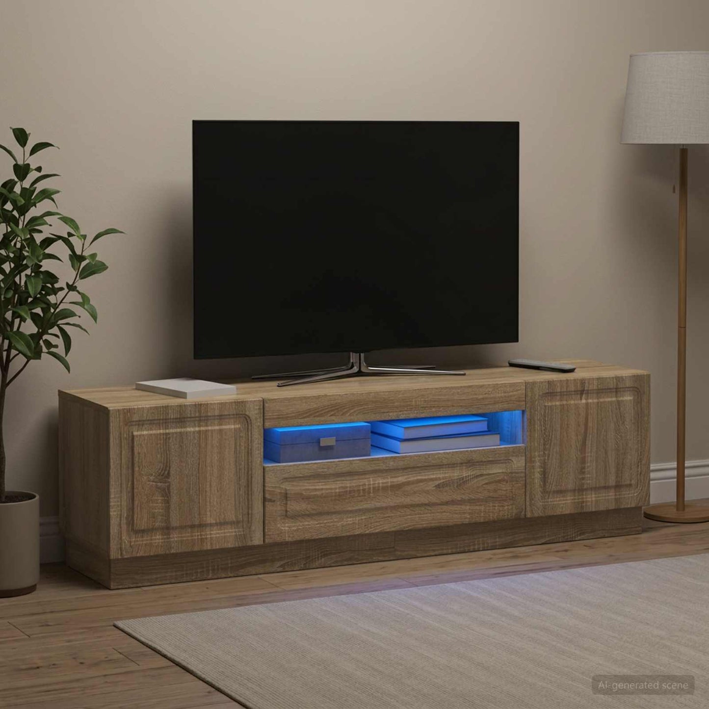 LED TV Cabinet Sonoma Oak Engineered Wood
