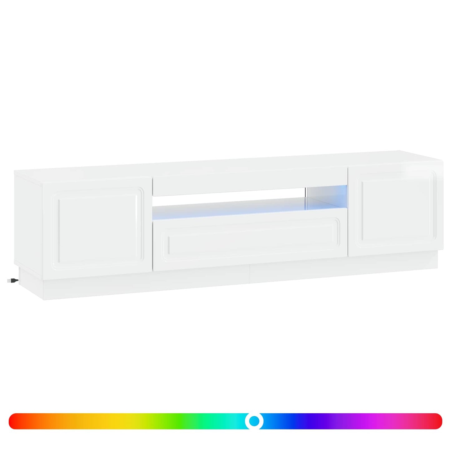 LED TV Cabinet High Gloss White Engineered Wood