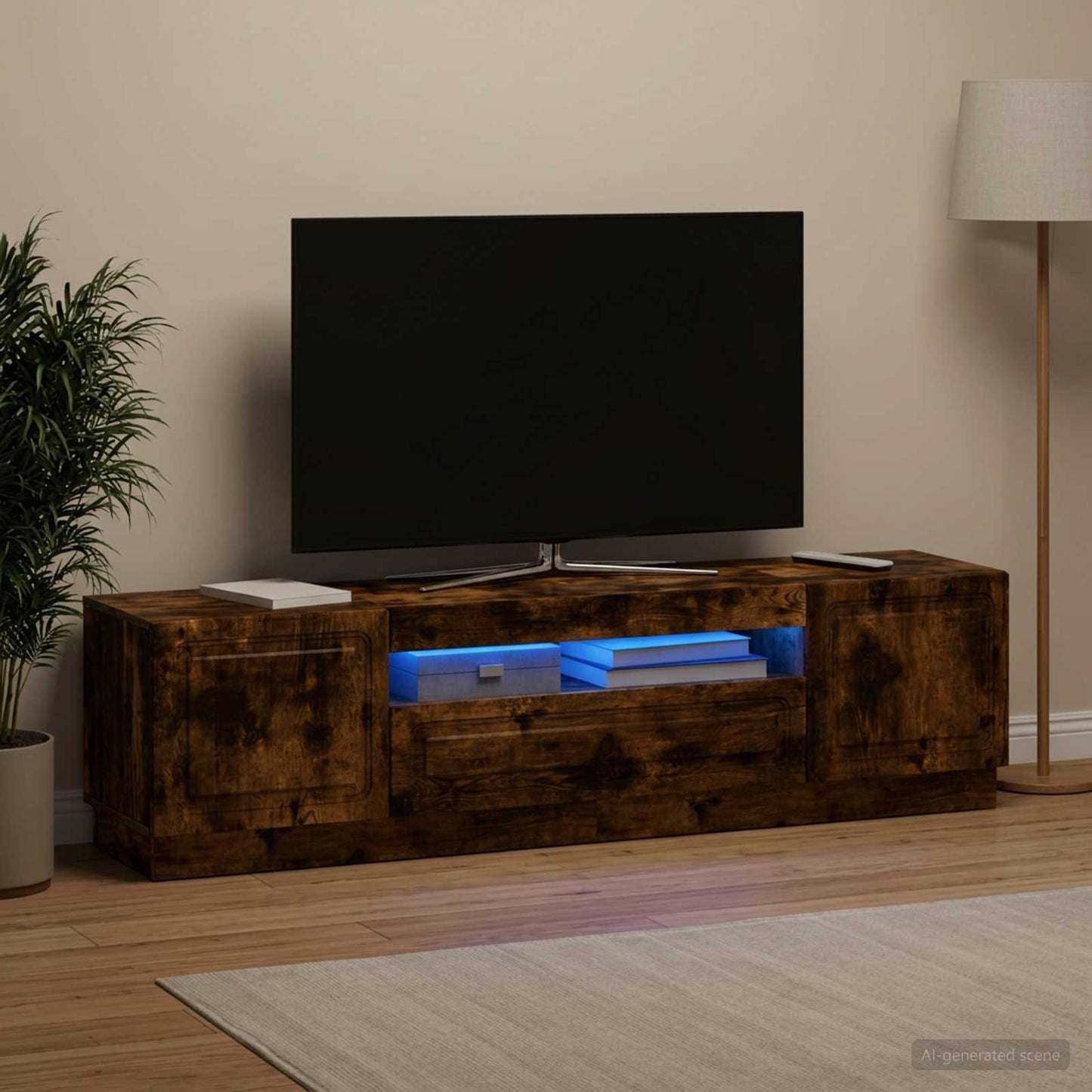 LED TV Cabinet Smoked Oak Engineered Wood