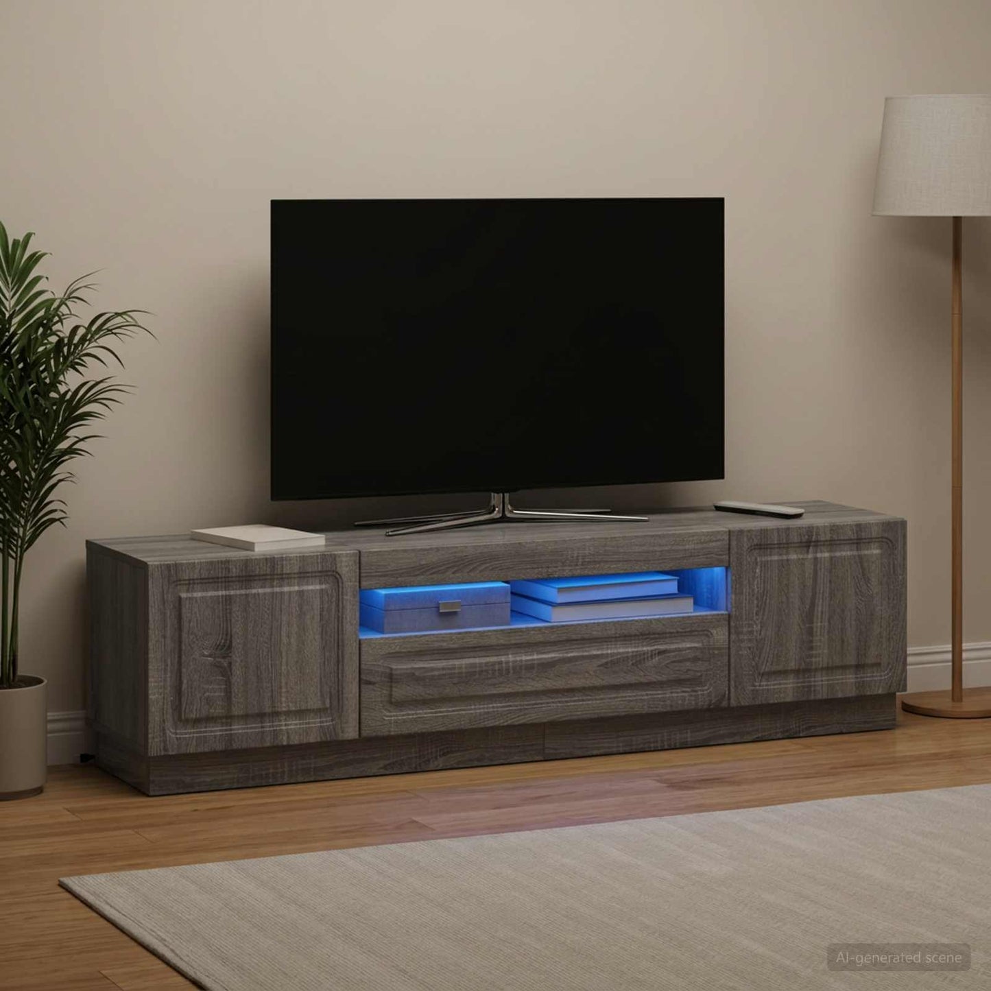 LED TV Cabinet Grey Sonoma Engineered Wood