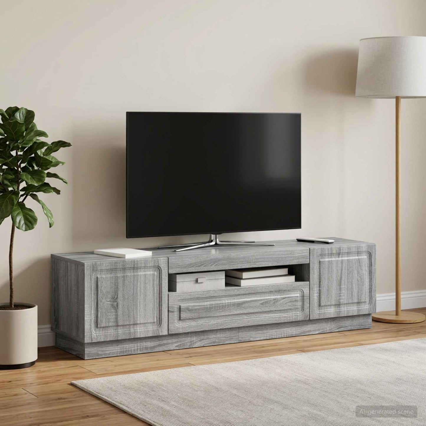 LED TV Cabinet Grey Sonoma Engineered Wood