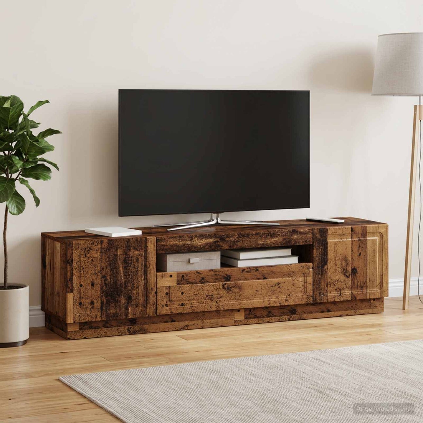 LED TV Cabinet Old Wood Engineered Wood