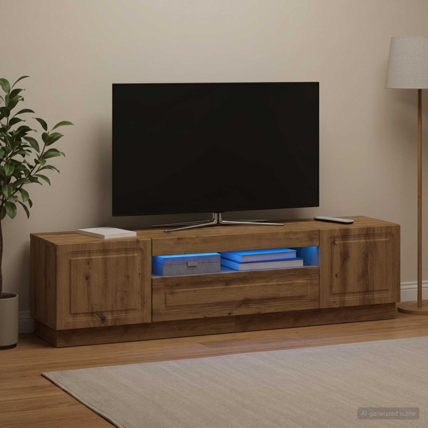 LED TV Cabinet Artisan Oak Engineered Wood