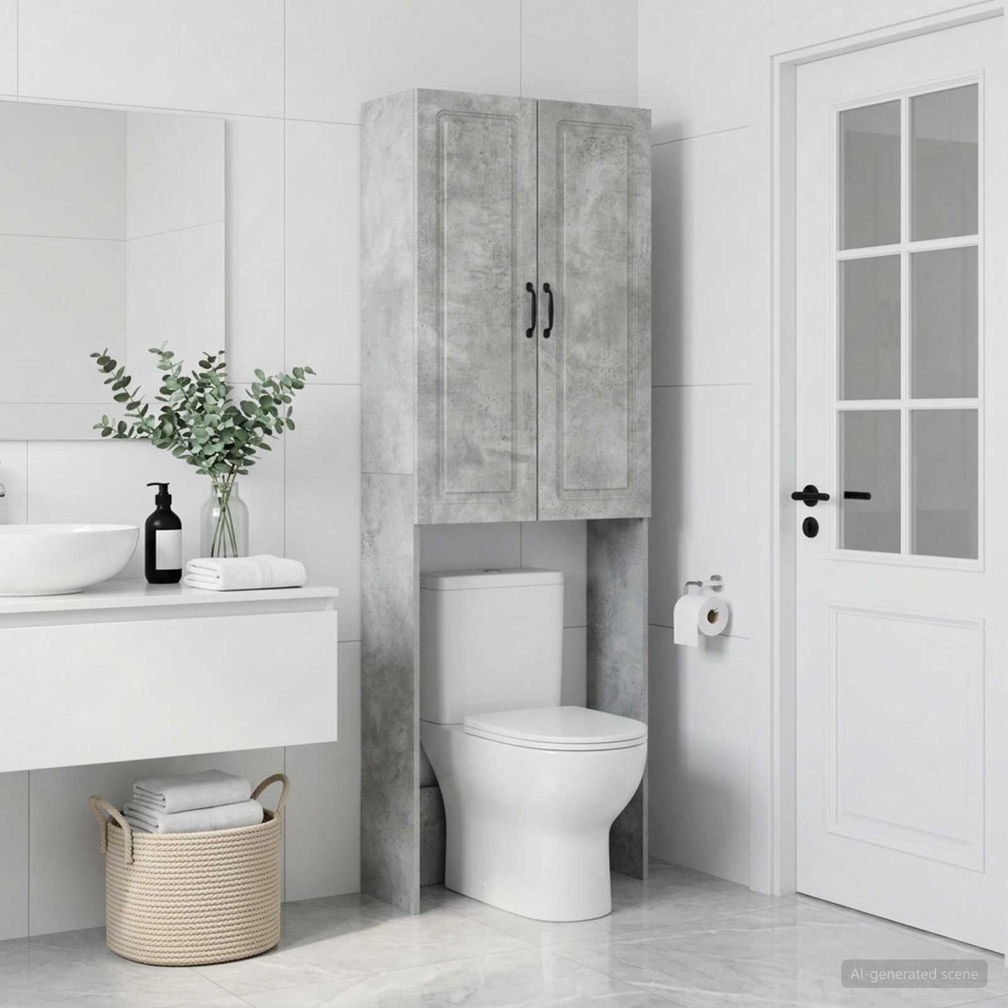 Toilet Cabinet UTRECHT Concrete Grey 66 x 25.5 x 190 cm