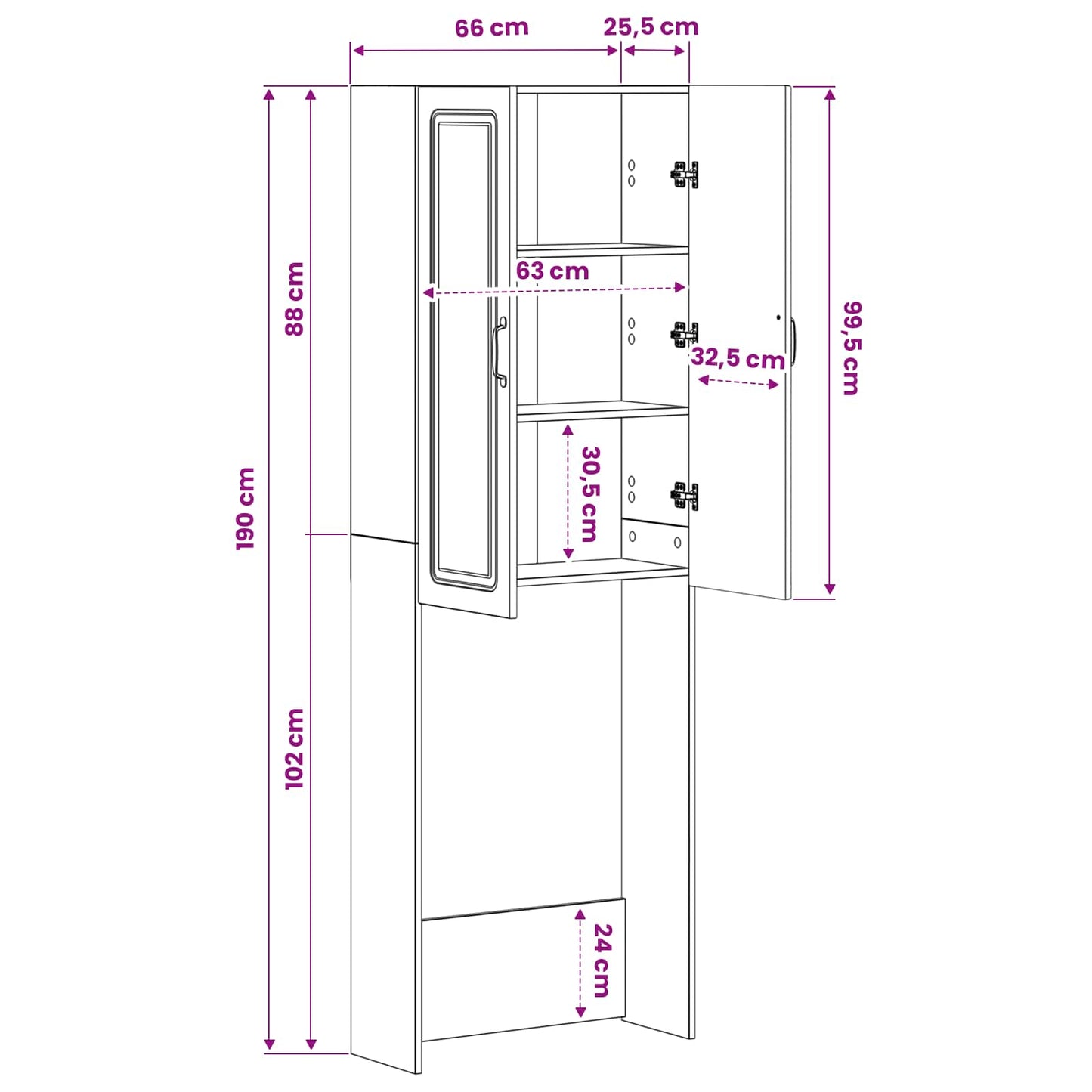 Toilet Cabinet UTRECHT Concrete Grey 66 x 25.5 x 190 cm