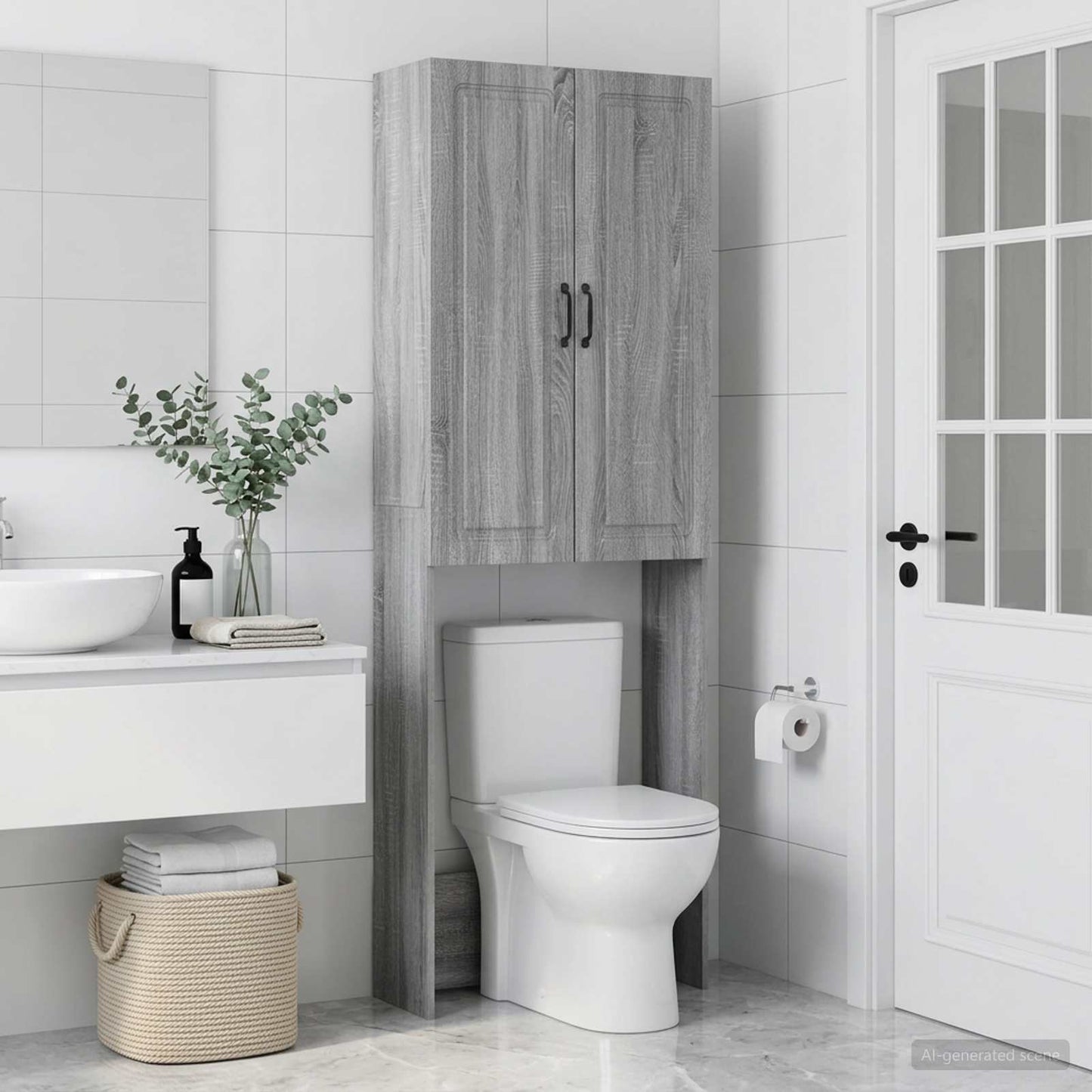 Toilet Cabinet UTRECHT Grey Sonoma 66 x 25.5 x 190 cm