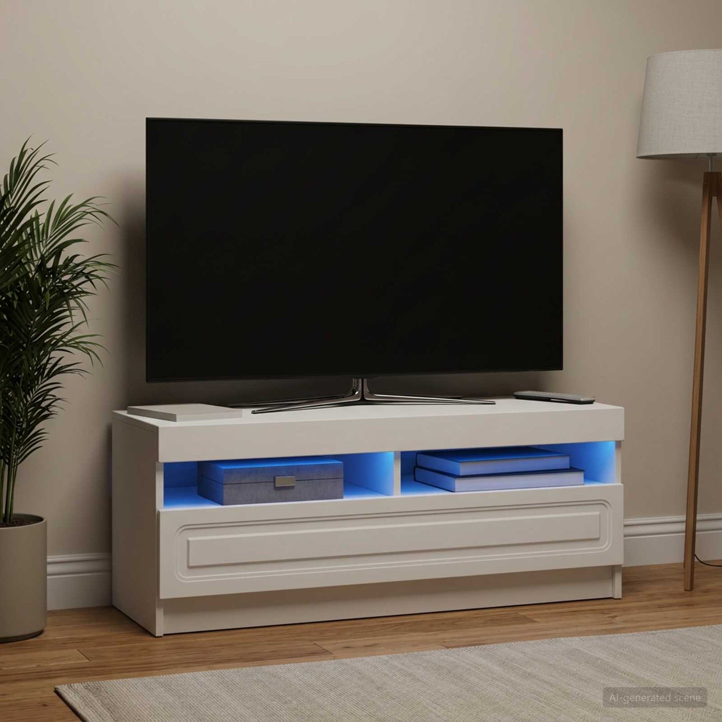 LED TV Cabinet White Engineered Wood