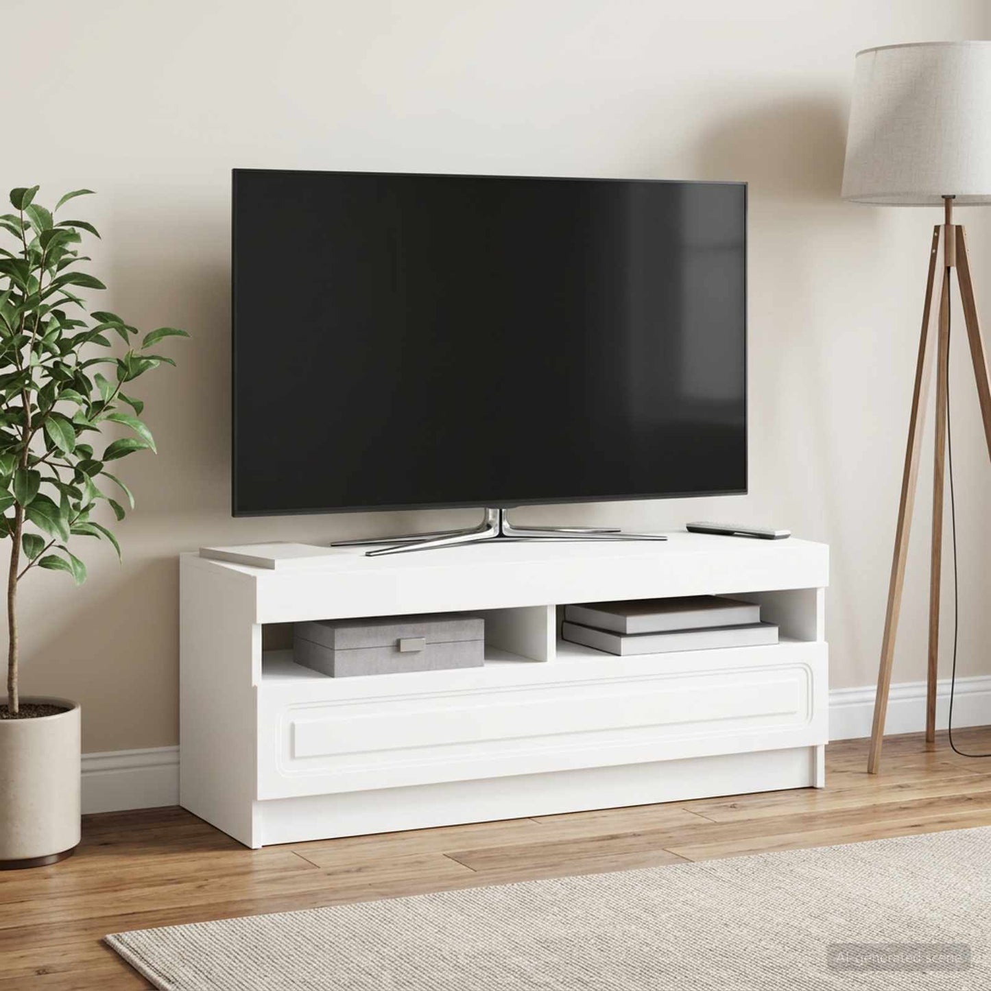 LED TV Cabinet White Engineered Wood