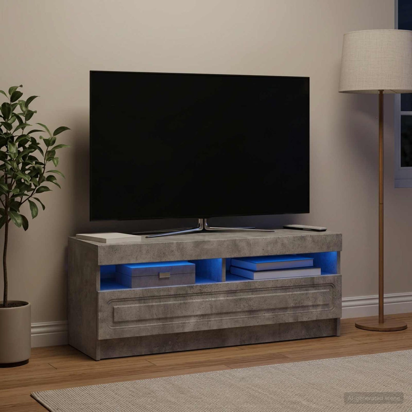 LED TV Cabinet Concrete Grey Engineered Wood