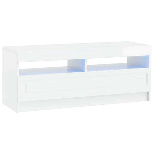 LED TV Cabinet High Gloss White Engineered Wood