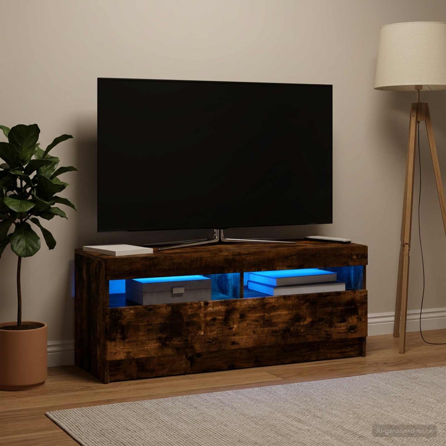 LED TV Cabinet Smoked Oak Engineered Wood