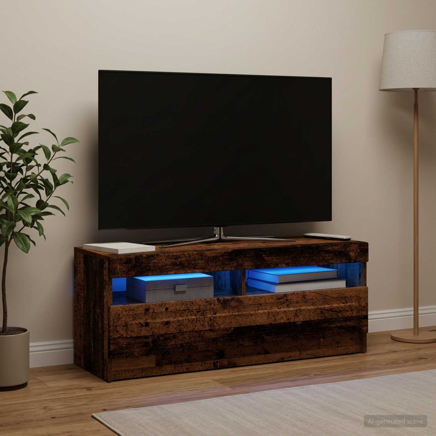 LED TV Cabinet Old Wood Engineered Wood