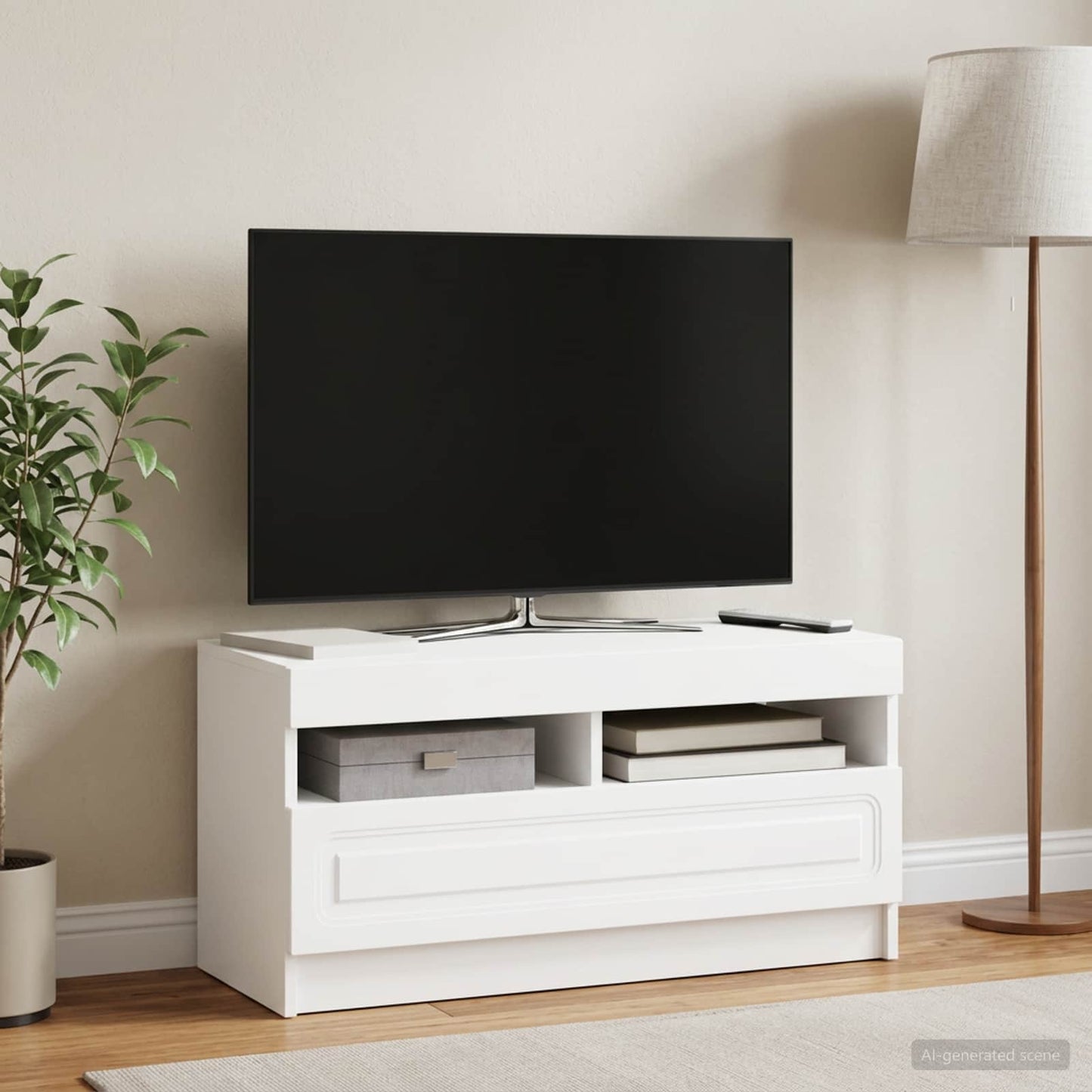 LED TV Cabinet White Engineered Wood