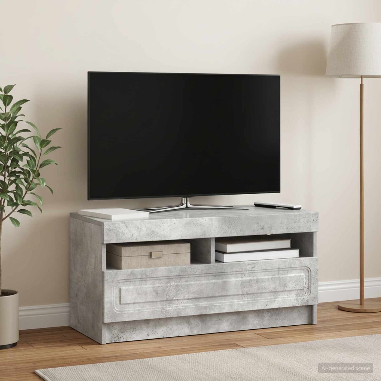 LED TV Cabinet Concrete Grey Engineered Wood