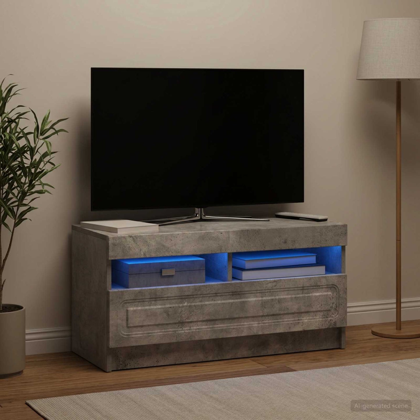 LED TV Cabinet Concrete Grey Engineered Wood