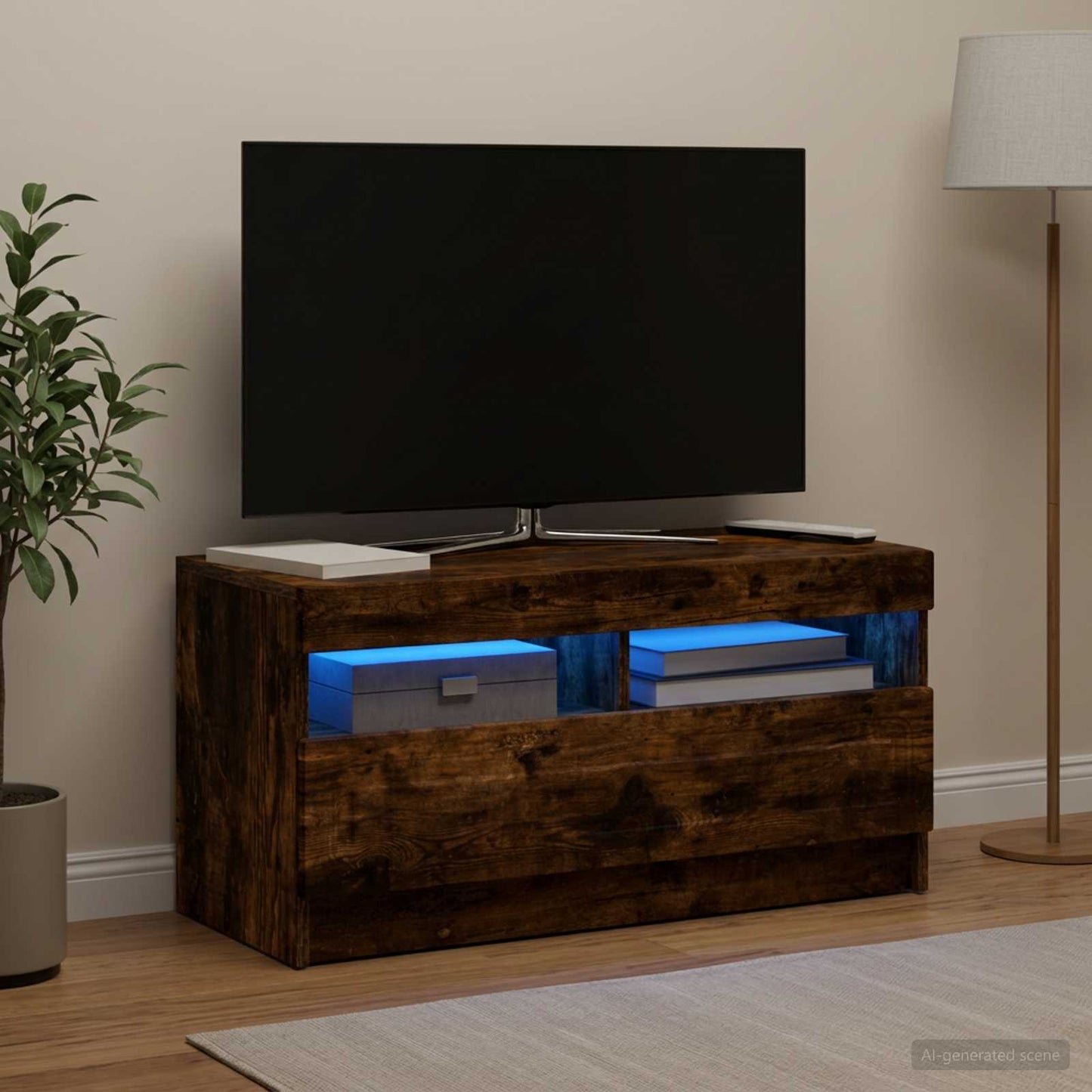 LED TV Cabinet Smoked Oak Engineered Wood